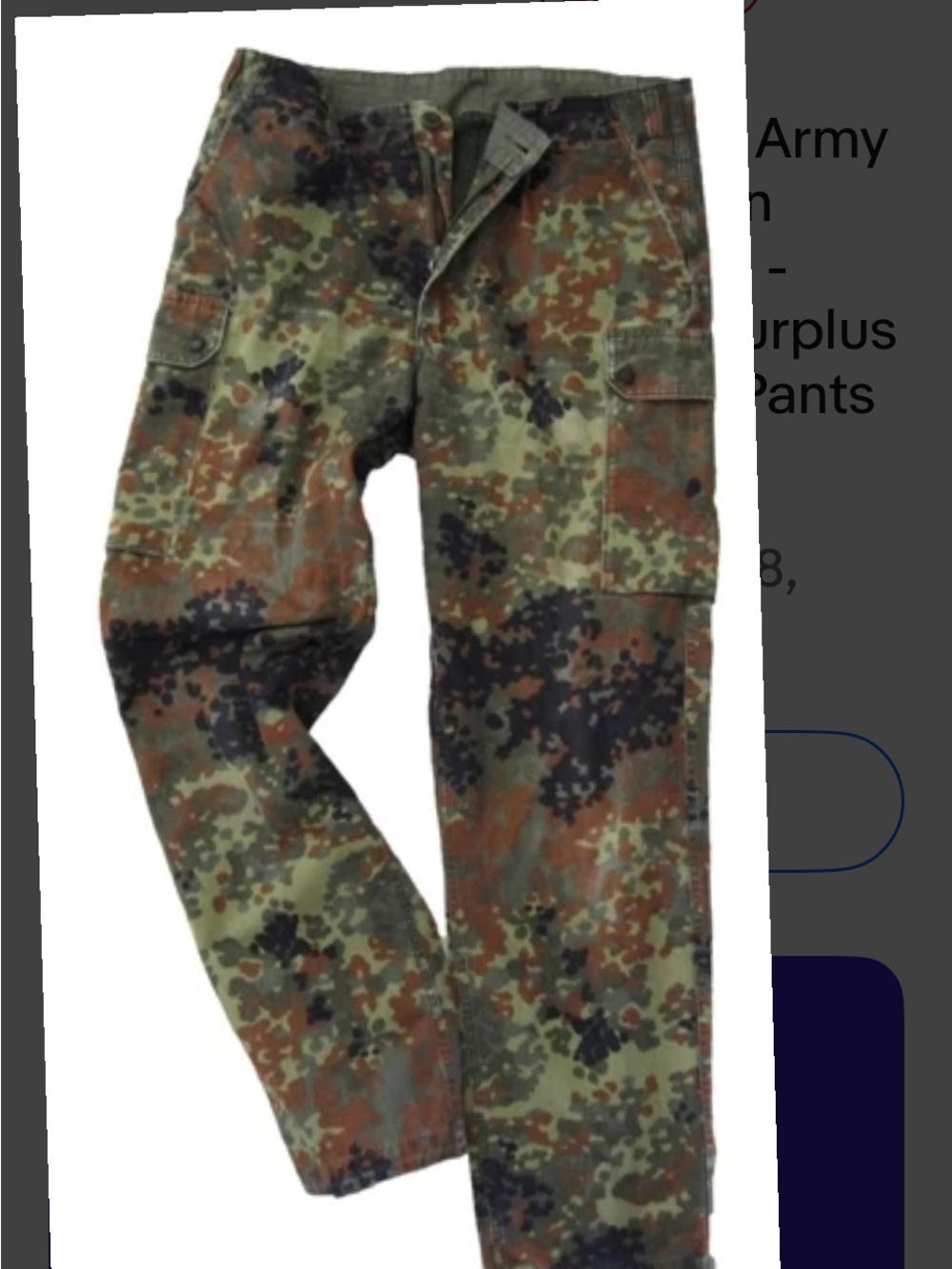 German flocked cargo army pants